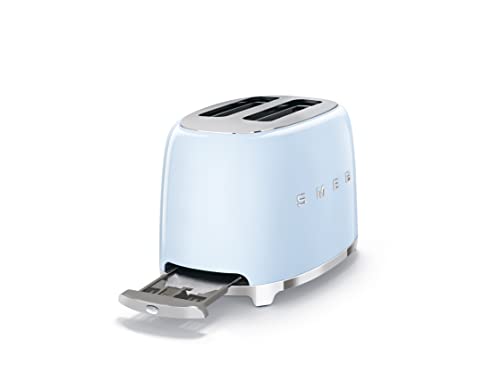 Smeg TSF01PBUS 50's Retro Style Aesthetic 2 Slice Toaster, Pastel Blue