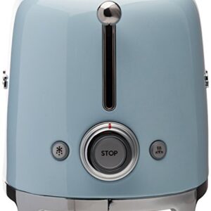 Smeg TSF01PBUS 50's Retro Style Aesthetic 2 Slice Toaster, Pastel Blue