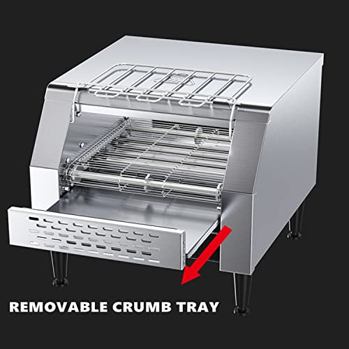 Commercial Toaster Conveyor 150slices/h Restaurant Toaster for Bun Bagel Bread Heavy Duty Stainless Steel Conveyor Toaster