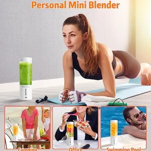 Portable Blender for Shakes and Smoothies, 20000rpm Ultra-Sharp 6 Blades Personal Mini Blender, 16 Oz BPA Free Mixing Juicer Rechargeable 4000mAh Electric Blender Bottles for Traveling, Gym, Office