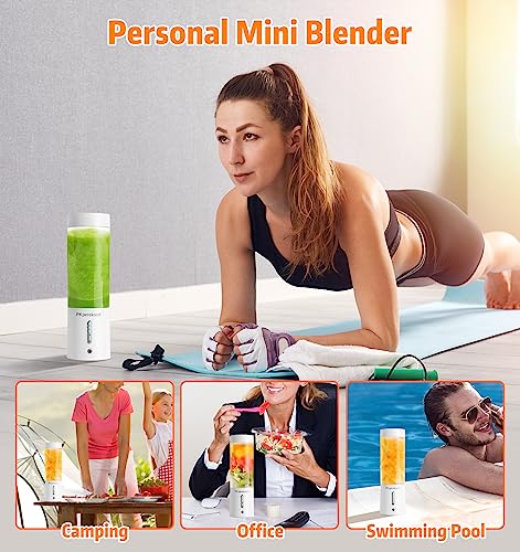 Portable Blender for Shakes and Smoothies, 20000rpm Ultra-Sharp 6 Blades Personal Mini Blender, 16 Oz BPA Free Mixing Juicer Rechargeable 4000mAh Electric Blender Bottles for Traveling, Gym, Office