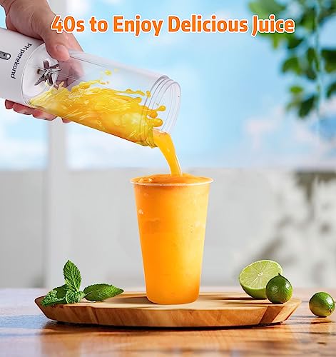 Portable Blender for Shakes and Smoothies, 20000rpm Ultra-Sharp 6 Blades Personal Mini Blender, 16 Oz BPA Free Mixing Juicer Rechargeable 4000mAh Electric Blender Bottles for Traveling, Gym, Office