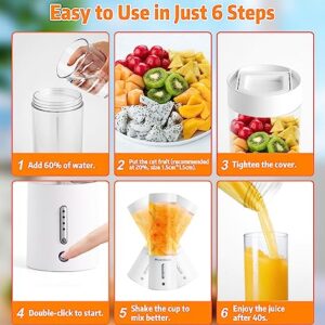 Portable Blender for Shakes and Smoothies, 20000rpm Ultra-Sharp 6 Blades Personal Mini Blender, 16 Oz BPA Free Mixing Juicer Rechargeable 4000mAh Electric Blender Bottles for Traveling, Gym, Office