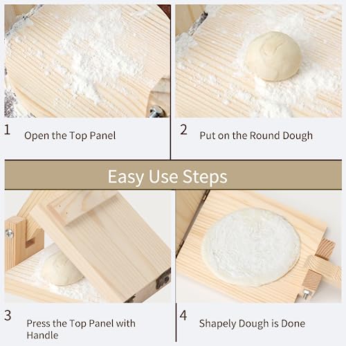 yeesport Wooden Tortilla Press Mexican Tortillera Presser Flattening Tool, Natural Wood Flour Wheat Dough Presser, Dough Spreader for Pancake Dumpling Corn Tortilla, DIY Food Dough Helper Laminate