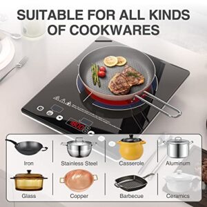 VBGK Electric Ceramic Cooktop, Electric Stove Top with Touch Control, 9 Power Levels, Kids Lock & Timer, Hot Surface Indicator, Overheat Protection,110V Induction Cooktop