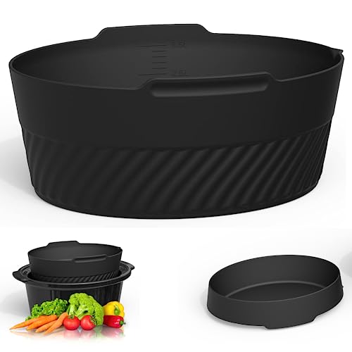 Black Silicone Crock Pot Liners 5-6QT, Non-Stick, Reusable and Food-grade Slow Cooker Liner Foldable Collapsible Single Grid Liners for Crock Pot Reusable, Food Grade Safe & Leak Proof