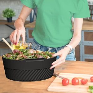 Black Silicone Crock Pot Liners 5-6QT, Non-Stick, Reusable and Food-grade Slow Cooker Liner Foldable Collapsible Single Grid Liners for Crock Pot Reusable, Food Grade Safe & Leak Proof