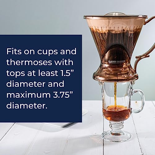 Clever Coffee Dripper and Filters, Large 18 oz, Original Classic Design, Safe BPA Free Plastic, Clever dripper coffee maker, drip coffee maker pour over, Immersion Dripper, Manual Coffee Maker, Includes 100 filters, coaster and lid 18 oz (Java)