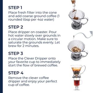 Clever Coffee Dripper and Filters, Large 18 oz, Original Classic Design, Safe BPA Free Plastic, Clever dripper coffee maker, drip coffee maker pour over, Immersion Dripper, Manual Coffee Maker, Includes 100 filters, coaster and lid 18 oz (Java)