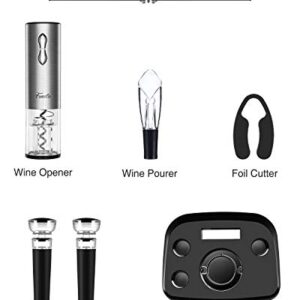 Foneta Electric Wine Opener Rechargeable Wine Bottle Opener with Charging Base, Wine Aerator Pourer, Foil Cutter, Wine Stoppers - Glamour Series