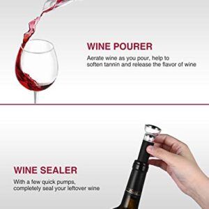 Foneta Electric Wine Opener Rechargeable Wine Bottle Opener with Charging Base, Wine Aerator Pourer, Foil Cutter, Wine Stoppers - Glamour Series