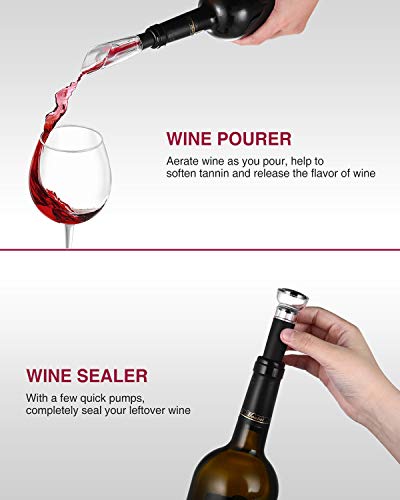 Foneta Electric Wine Opener Rechargeable Wine Bottle Opener with Charging Base, Wine Aerator Pourer, Foil Cutter, Wine Stoppers - Glamour Series