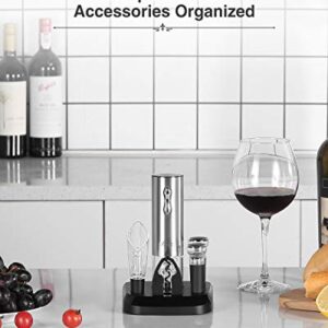 Foneta Electric Wine Opener Rechargeable Wine Bottle Opener with Charging Base, Wine Aerator Pourer, Foil Cutter, Wine Stoppers - Glamour Series