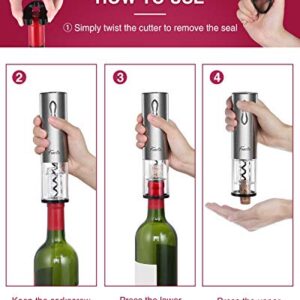 Foneta Electric Wine Opener Rechargeable Wine Bottle Opener with Charging Base, Wine Aerator Pourer, Foil Cutter, Wine Stoppers - Glamour Series