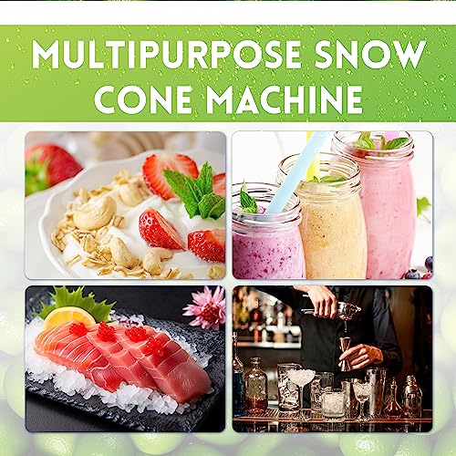 Tzechkii 110V Commercial Snow Cone Machine - Stainless Steel Ice Crusher Shaver and 20Qt Ice Basin - 250W Electric Shaved Ice Maker with Dual Blades for Home, Office, and Parties