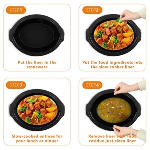 Slow Cooker Liners Fit Crockpots 7-8 Quart,Reusable Silicone Liner Insert for Crock Pot,Leakproof & Dishwasher Safe Cooking Liners for 7-8 QT Large Oval Crock-Pots(Black)