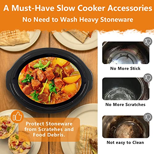 Slow Cooker Liners Fit Crockpots 7-8 Quart,Reusable Silicone Liner Insert for Crock Pot,Leakproof & Dishwasher Safe Cooking Liners for 7-8 QT Large Oval Crock-Pots(Black)