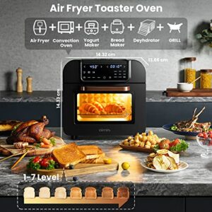 OIMIS Air Fryer Oven, 17QT 10-in-1 Countertop Toaster Oven, Smart Air Fryer Toaster Oven with Rotisserie, Dehydrator, Digital LED Screen, Countertop Convection Oven, 6 Accessories, 1500w, Black, ETL Certified,UPGRADED Panel