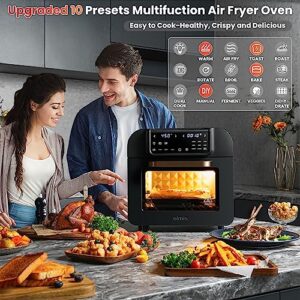 OIMIS Air Fryer Oven, 17QT 10-in-1 Countertop Toaster Oven, Smart Air Fryer Toaster Oven with Rotisserie, Dehydrator, Digital LED Screen, Countertop Convection Oven, 6 Accessories, 1500w, Black, ETL Certified,UPGRADED Panel