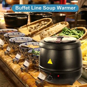 YBSVO 11 Qt. Round Black Countertop Food/Soup Kettle Warmer - 120V, 400W