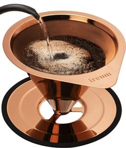 ireum gourmet pour over coffee maker – twill-mesh, paperless, pour over drip coffee filter & nonslip silicone base, 16oz.