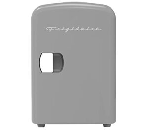 frigidaire grey mini portable personal fridge cooler, 4 liter capacity chills six 12 oz. soda cans - efmis149-grey (renewed)