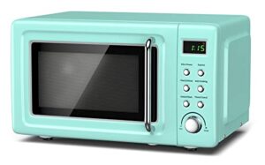 retro microwave oven, simoe small countertop microwave 0.7 cu. ft. 700w with 8 preset cooking options (mint green)