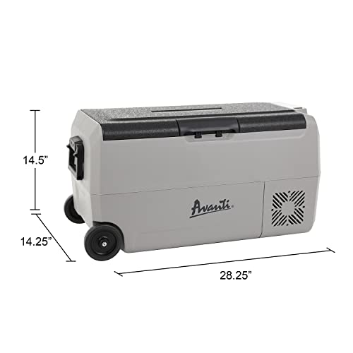 Avanti PDR36L34G Cooler Portable Refrigerator and Freezer with 36 Liter Capacity, Adjustable Zone Separation, Easy-Pull Rolling Design, LED Lights, AC/DC, 36-Liter, Grey