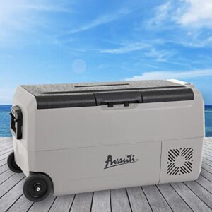 Avanti PDR36L34G Cooler Portable Refrigerator and Freezer with 36 Liter Capacity, Adjustable Zone Separation, Easy-Pull Rolling Design, LED Lights, AC/DC, 36-Liter, Grey