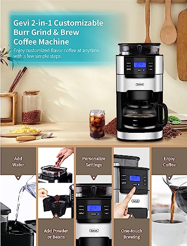 10-Cup Drip Coffee Maker, Brew Automatic Coffee Machine with Built-In Burr Coffee Grinder, Programmable Timer Mode and Keep Warm Plate, 1.5L Large Capacity Water Tank, Removable Filter Basket, 900W