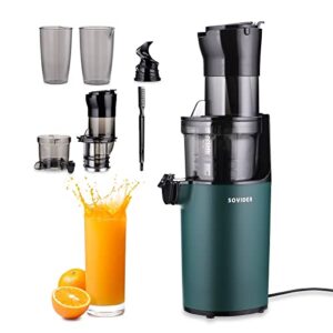 SOVIDER Compact Slow Masticating Juicer Machines- Up to 92% Juice Yield and 3.1" Wide Chute Cold Press Juicer for High Nutrient Fruits Vegetables Easy Clean with Brush Pulp Measuring Cup Reverse