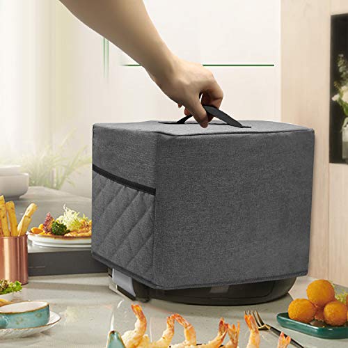 Air Fryer Dust Cover with 2 Accessory Pocket,Waterproof,Easy cleaning (FIT FOR 5-6 QUART, Gray)