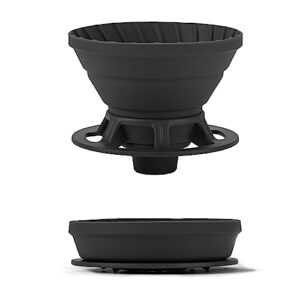 vandroop collapsible coffee dripper, silicone reusable pour over coffee maker, pour over coffee dripper for camping, business trip, home＆office, single clever coffee dripper (black, 1-2 cup)
