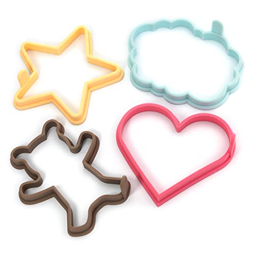 STIRLEX Silicone Pancake Molds for Heart, Star, Teddy Bear, Cloud Shape Pancakes, Set of 4, Premium Nonstick Pancake Shaper for Kids, Pancake Maker Mold for Griddle