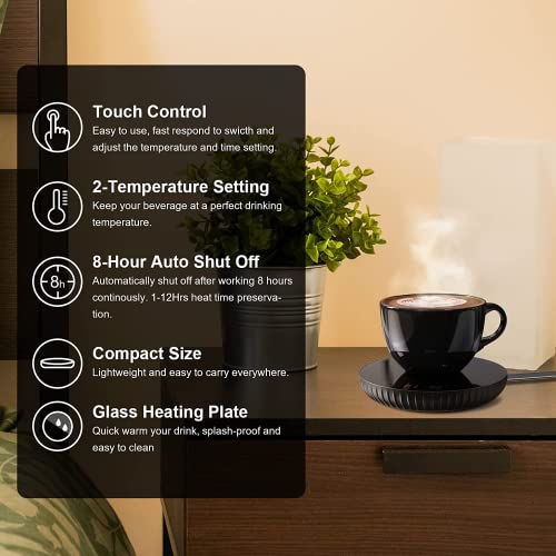 TADPOLE Coffee Mug Warmer, tadpole Mug Warmer for 2-Temp Setting, Electric Candle Cup Warmer with 8H Auto Shut Off, Coffee Warmer for Desk Home Office, Beverage Warmer for Coffee,Milk,Tea(No Cup)