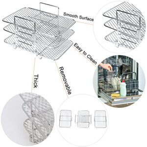 Air Fryer Rack Compatible with Ninja DZ201 DZ401 PowerXL Air Fryer 2-Basket Electric Fryer, Double Basket Air Fryers Rack, 304 Stainless Steel Toast Rack, Multi-Layer Grill Rack, Grill Rack