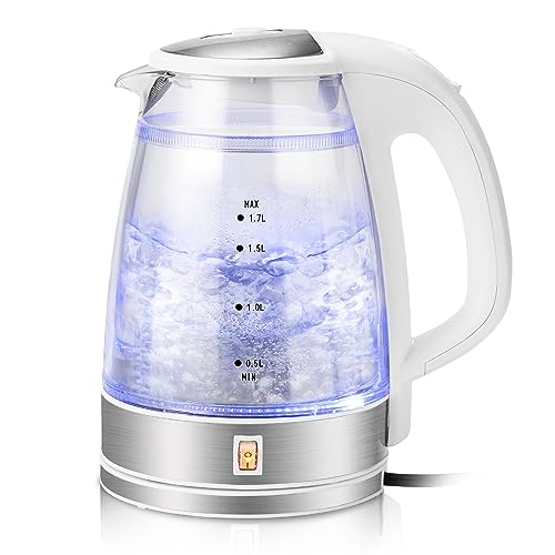 Electric Glass Kettle, Double Wall, 6 Hours Keep Warm,1200W Hot Water Boiler, Auto Shut-Off and Boil-Dry Protection - GK9488A