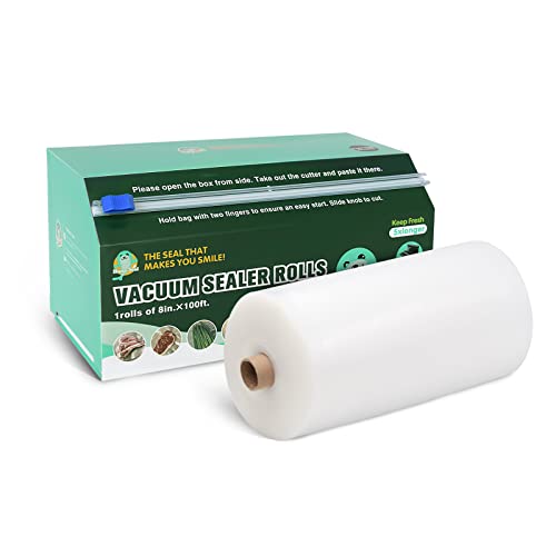 Happy Seal 8" x 100' Vacuum Seal Roll with Cutter, Vacuum Sealer Bags for Food Saver, BPA Free, Commercial Grade, Great for Food Storage, Meal prep and Sous Vide