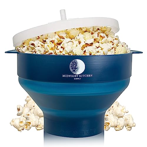 Midnight Kitchen Supply Silicone Popcorn Popper | microwave popcorn | air popper | popcorn microwave | popcorn bowl | Air popper popcorn maker no oil | microwave popcorn popper | popcorn