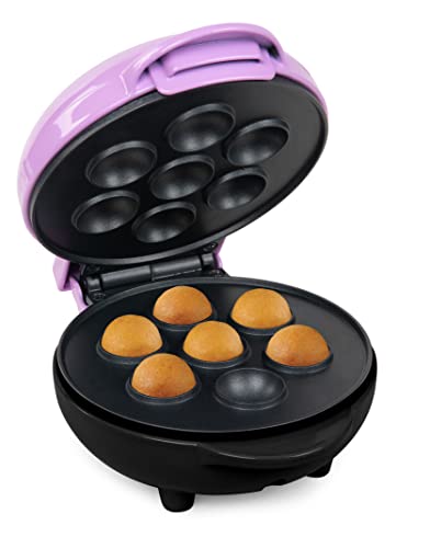 Nostalgia MyMini Cake Pop Maker, Compact Dorms, Apartments, Non-Stick Cooking Surface Makes 7 Mini Treats Easy-to-Clean, Perfect for Bite-Sized Desserts or Snacks, Keto Friendly, Purple