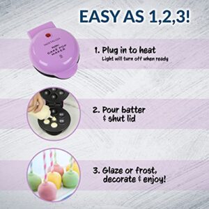 Nostalgia MyMini Cake Pop Maker, Compact Dorms, Apartments, Non-Stick Cooking Surface Makes 7 Mini Treats Easy-to-Clean, Perfect for Bite-Sized Desserts or Snacks, Keto Friendly, Purple