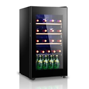 hailang 26 bottle wine cooler refrigerator, freestanding wine cellar, 3.4 cu.ft wine fridge for red & white, glass door