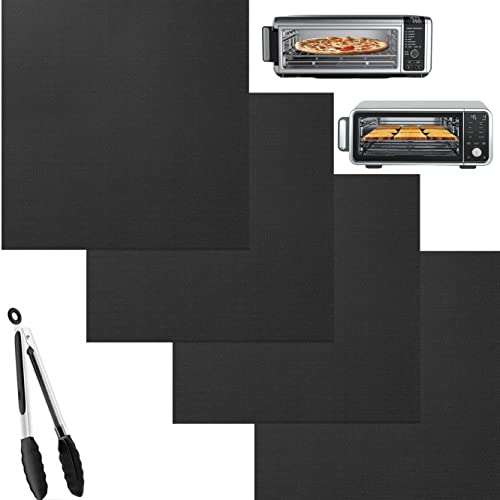 LIHMHSA 4 Pack Air Fryer Oven Liners, Nonstick Air Fryer Oven Mat Baking Mat Compatible with Ninja SP101 SP201 Foodi Air Fry Oven, Toaster Oven Reusable Microwave Bottom of Gas & Electric Oven