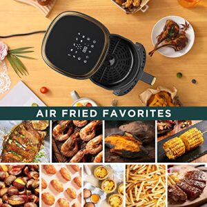 HAUSHOF Air Fryer, 4.2 Quart Compact Small Oven with 9 Cooking Functions, Nonstick Stainless Steel & Dishwasher-Safe, No-Oil Air Fry, Roast, Bake, Reheat, Fit for 1-4 People (Black)