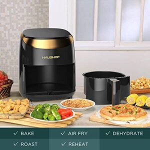 HAUSHOF Air Fryer, 4.2 Quart Compact Small Oven with 9 Cooking Functions, Nonstick Stainless Steel & Dishwasher-Safe, No-Oil Air Fry, Roast, Bake, Reheat, Fit for 1-4 People (Black)