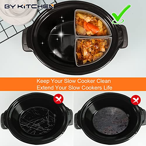 BYKITCHEN Reusable Thicker Silicone Slow Cooker Divider Liner Compatible with Crockpot, Hamilton Beach 6 Quart Slow Cooker, Set of 3, Slow Cooker Divider Insert for Most 6-8 QT Oval Slow Cooker