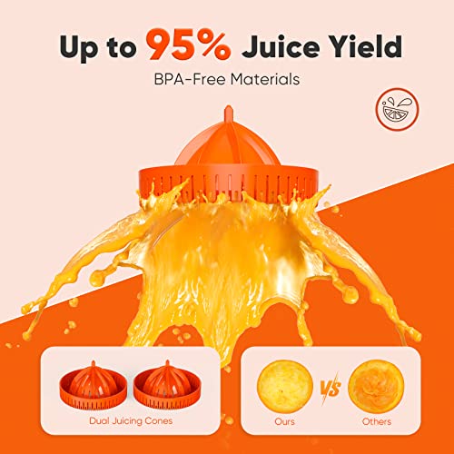 EASEHOLD Electric Citrus Juicer, Portable Juicer Rechargeable with 2 Juicer Cones and USB, Orange Juice Squeezer for Lemon, Lime, Grapefruit - Automatic Electric Fruit Juicer Machine Hands-Free, 1-Button Easy Press