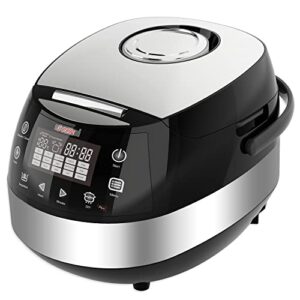 5 core 5.3qt asian rice cooker digital programmable 15-in-1 ergonomic large touch screen electric multi cooker slow cooker steamer pot warmer 11 cups 24 hour delay timer auto keep warm feature rc 0501