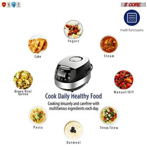 5 Core 5.3Qt Asian Rice Cooker Digital Programmable 15-in-1 Ergonomic Large Touch Screen Electric Multi Cooker Slow Cooker Steamer Pot Warmer 11 Cups 24 Hour Delay Timer Auto Keep Warm Feature RC 0501