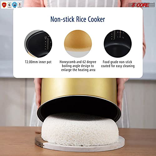 5 Core 5.3Qt Asian Rice Cooker Digital Programmable 15-in-1 Ergonomic Large Touch Screen Electric Multi Cooker Slow Cooker Steamer Pot Warmer 11 Cups 24 Hour Delay Timer Auto Keep Warm Feature RC 0501